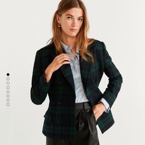 Mango structured wool plaid Blazer sz M like new!